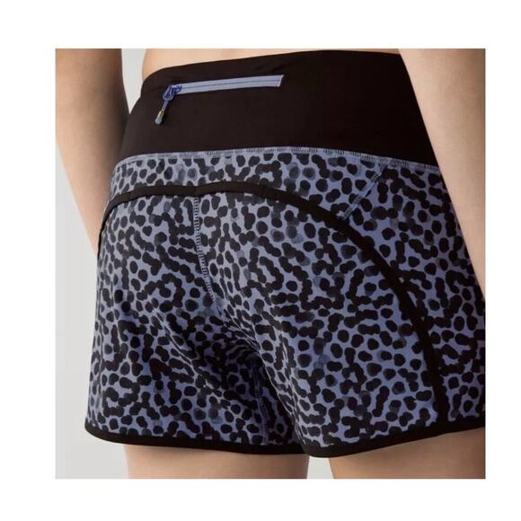 LULULEMON RUN TIMES SHORTS SZ 4 IN ACE SPOT LULLABY BLUE/BLACK EXCELLENT